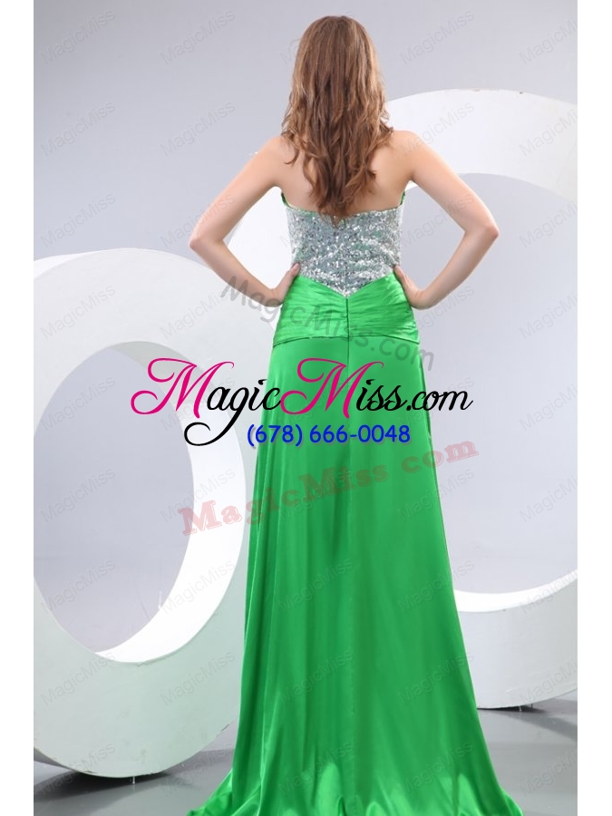 wholesale sexy sweetheart spring green beading and paillette prom dress with column