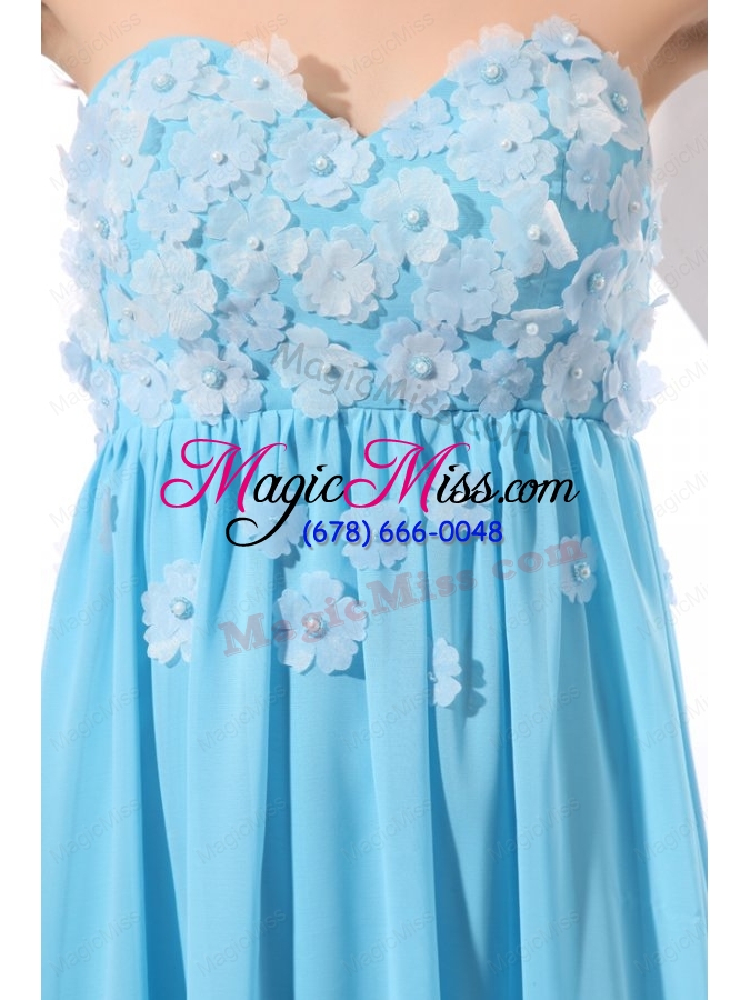 wholesale aqua blue empire sweetheart floor length appliques prom dress for 2015