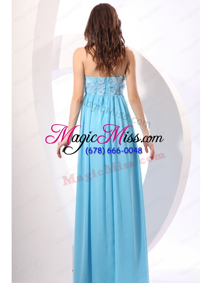 wholesale aqua blue empire sweetheart floor length appliques prom dress for 2015