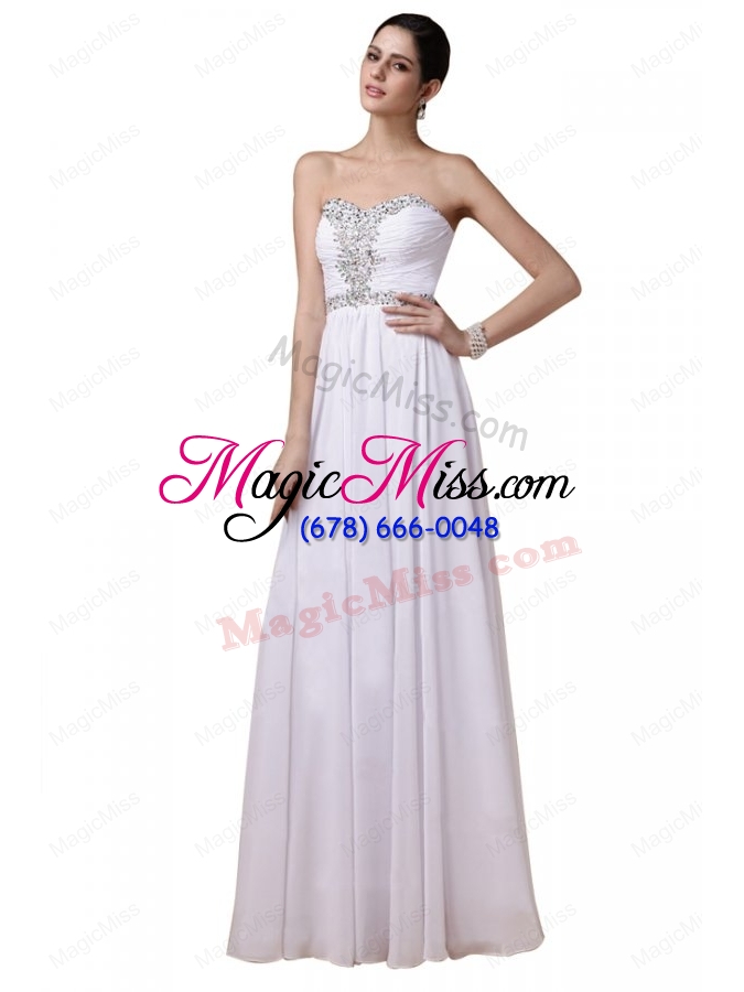 wholesale beaded sweetheart white prom dress with empire chiffon