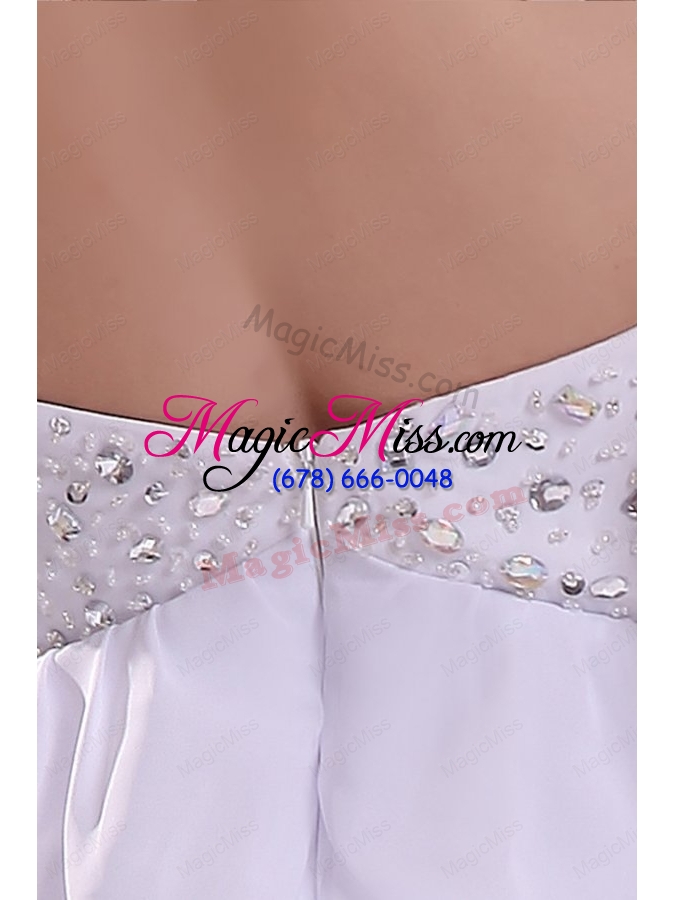 wholesale sexy beaded halter top prom dress in white color