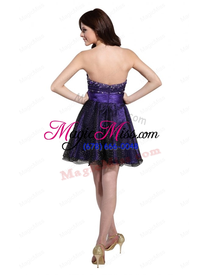 wholesale cute sweetheart beaded mini length prom dress in purple