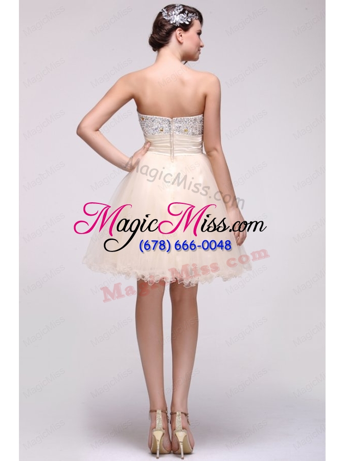 wholesale champagne a line sweetheart beading knee length prom dress