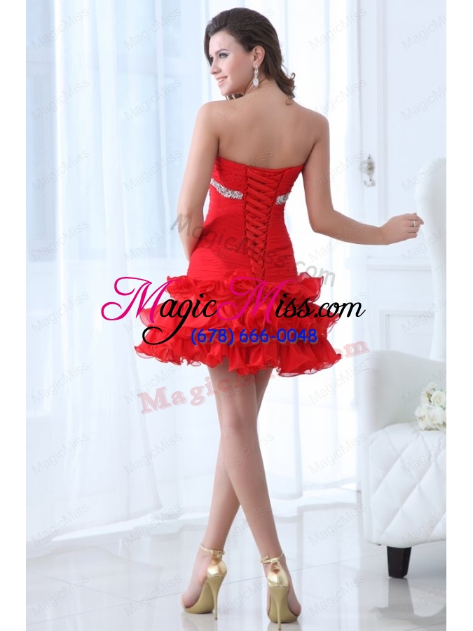 wholesale red short beading mini length prom dress with sweetheart