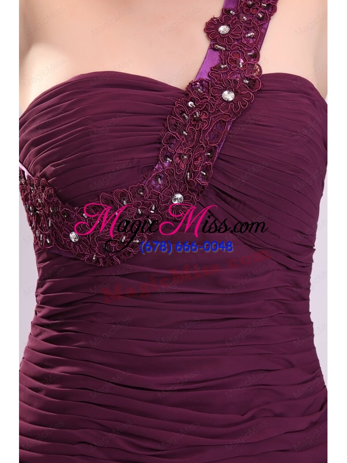wholesale short column one shoulder prom dress with embroidery and beading