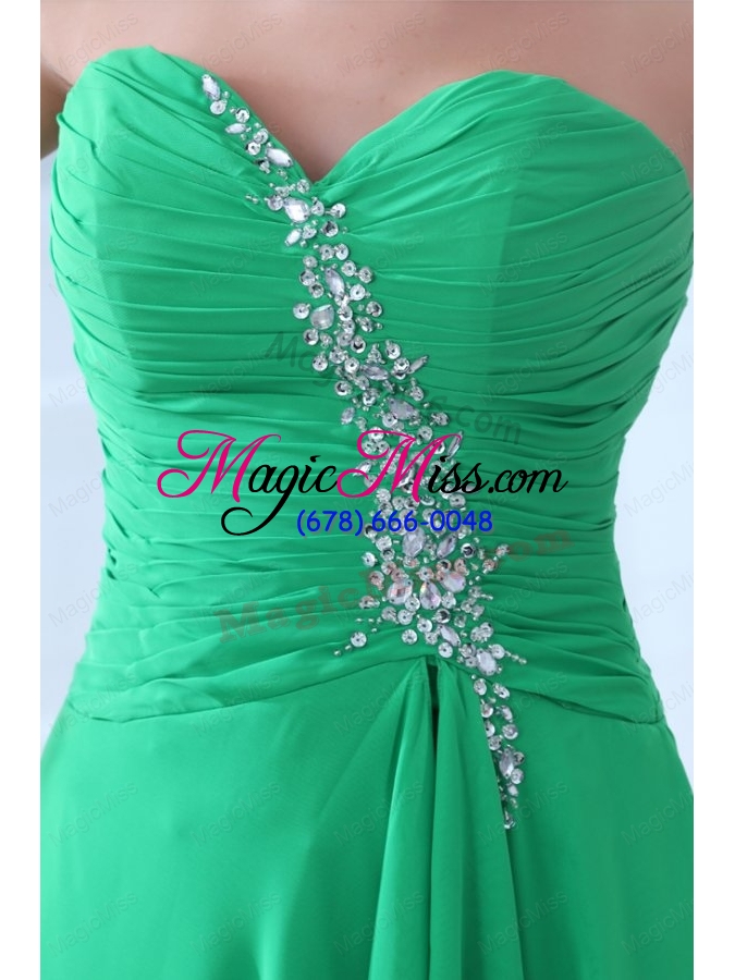 wholesale turquoise sweetheart beading ruching high low prom dress