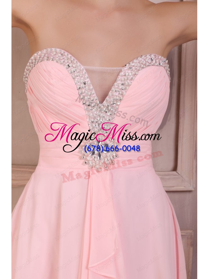 wholesale baby pink empire sweetheart short prom dress with beading
