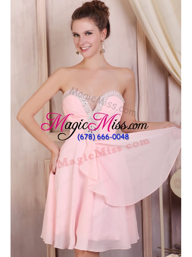 wholesale baby pink empire sweetheart short prom dress with beading