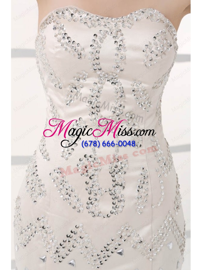 wholesale white mermaid sweetheart court train prom dress with beading