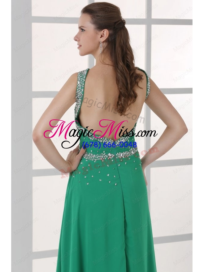 wholesale turquoise empire straps prom dress with beading floor length