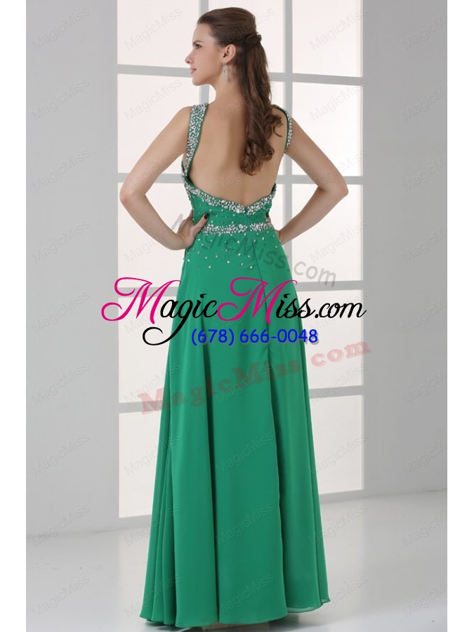 wholesale turquoise empire straps prom dress with beading floor length