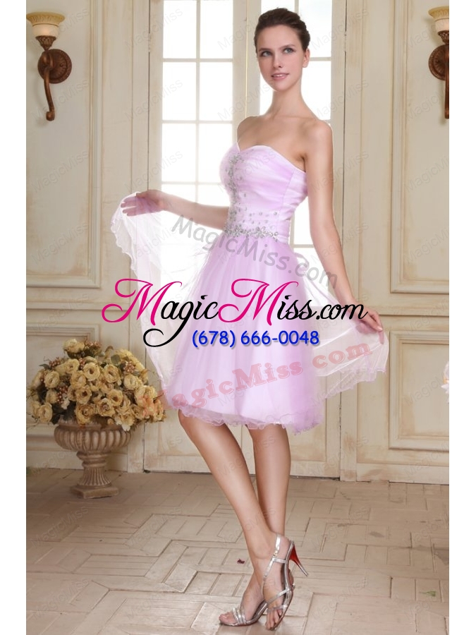 wholesale sweetheart short beaded decorate organza prom dress in lavender