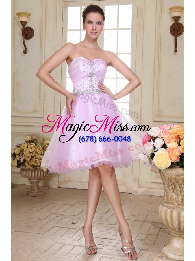 wholesale sweetheart short beaded decorate organza prom dress in lavender