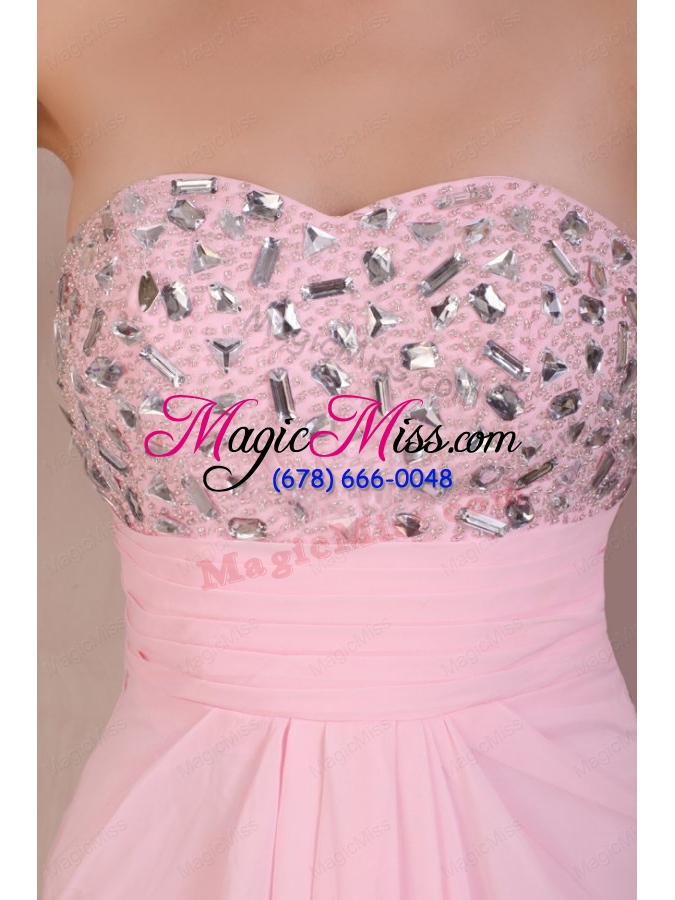wholesale sweetheart empire chiffon beaded decorate prom dress in baby pink