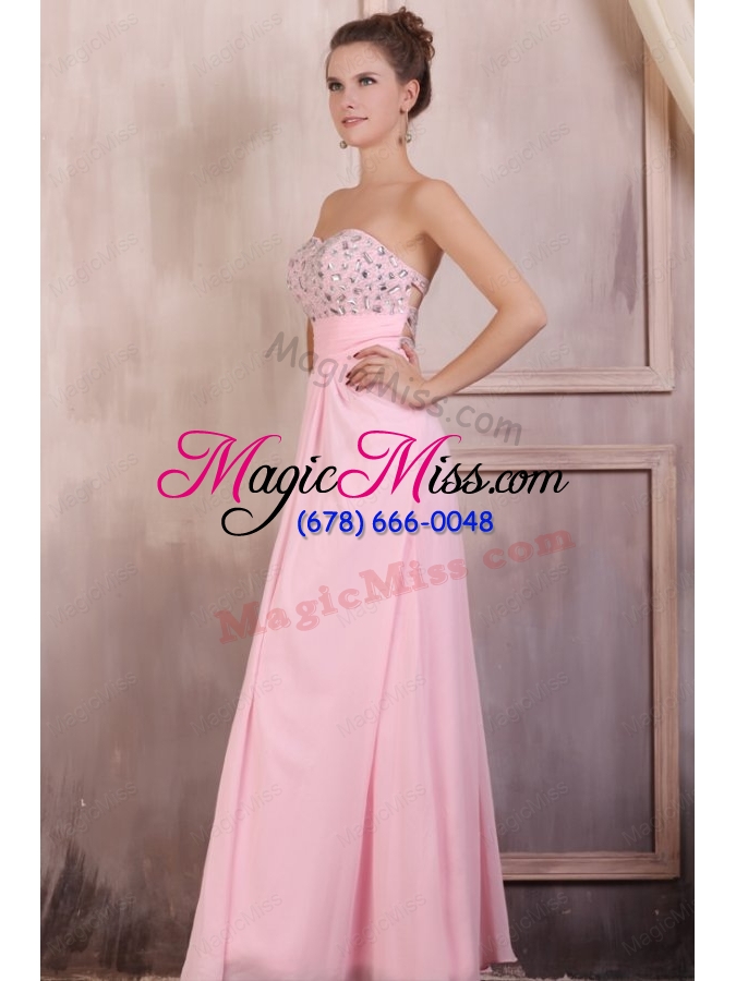 wholesale sweetheart empire chiffon beaded decorate prom dress in baby pink