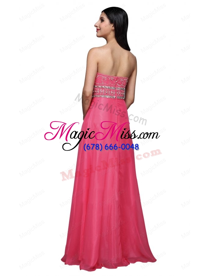 wholesale empire sweetheart chiffon hot pink beading and ruching prom dress