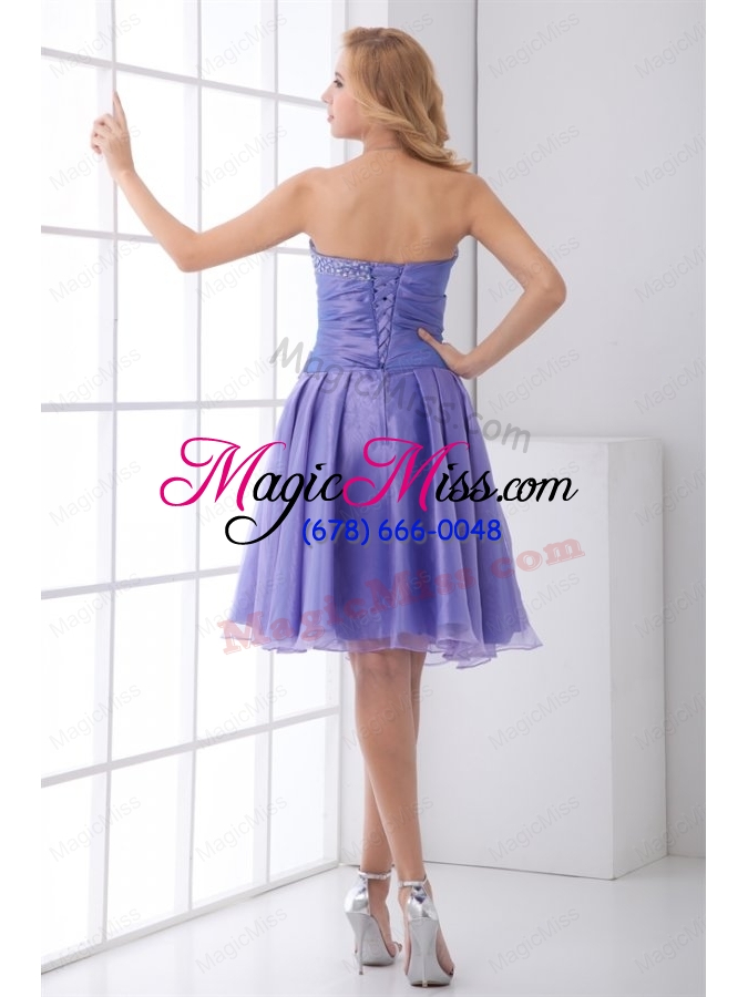 wholesale lovely a line sweetheart organza beading lace up lavender prom dress