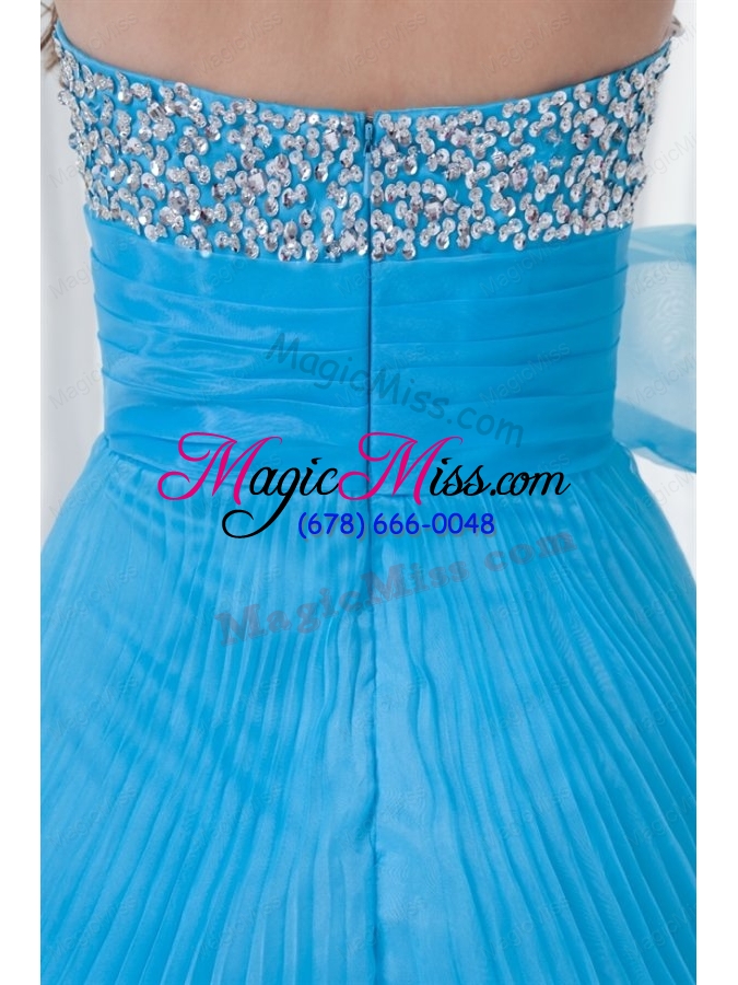 wholesale elegant empire strapless beading chiffon aqua blue 2015 prom dress