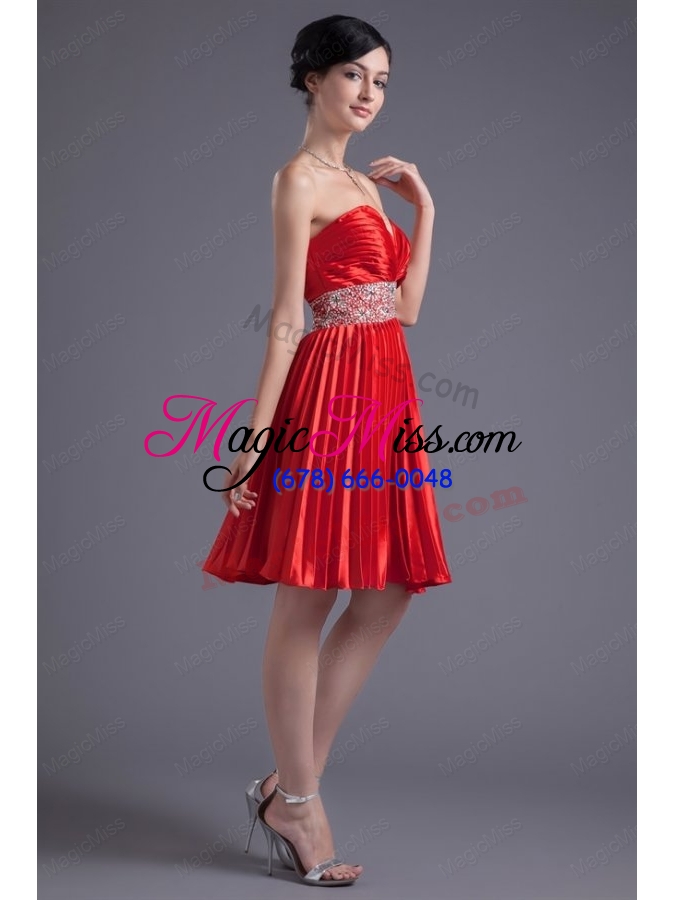 wholesale red princess sweetheart beading taffeta knee length prom dress
