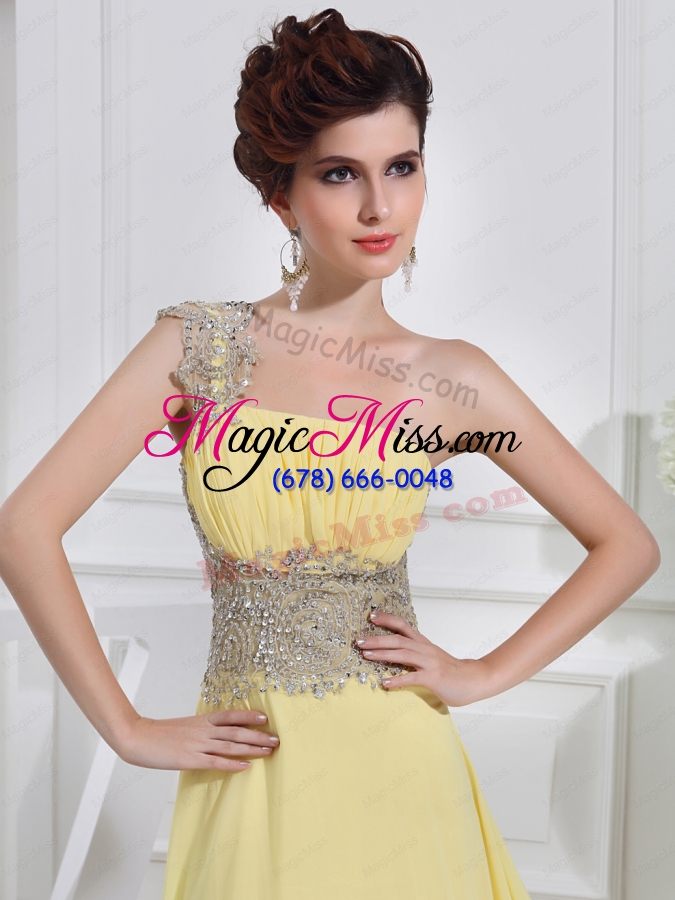 wholesale 2015 the most popular empire one shoulder prom dresses with court train