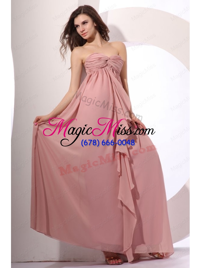 wholesale empire sweetheart floor length ruching peach chiffon bridesmaid dress