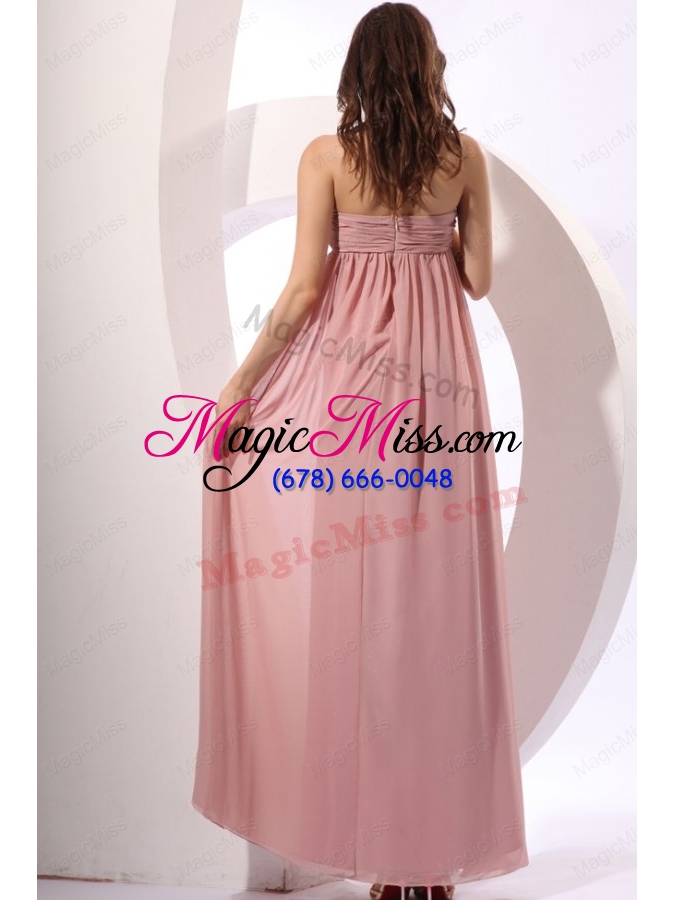 wholesale empire sweetheart floor length ruching peach chiffon bridesmaid dress