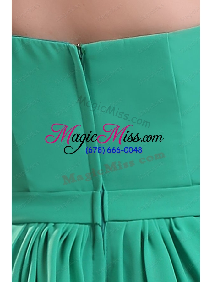 wholesale turquoise a line one shoulder bridesmaid dress with bowknot and ruching