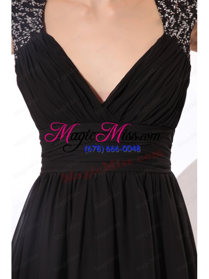 wholesale black straps beaded short bridesmaid dress with mini length