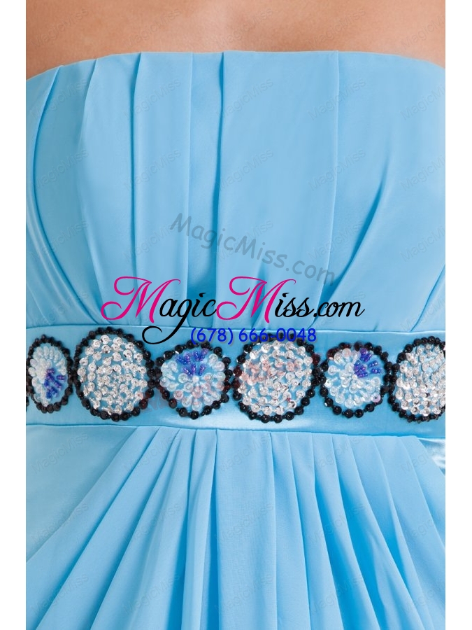 wholesale empire strapless blue chiffon mini length bridesmaid dress