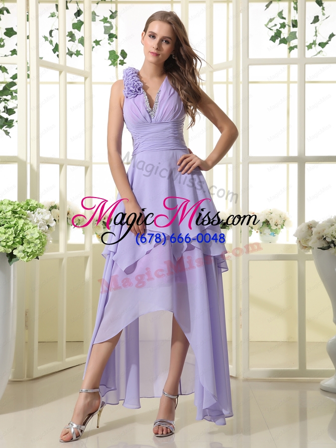 wholesale 2015 new v neck ruching high low mother of the bride dresses