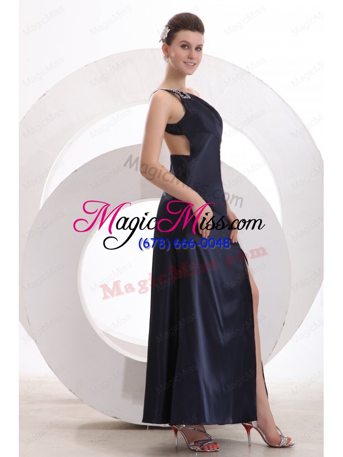 wholesale sexy column one shoulder navy blue mother of the bride dresses with criss cross