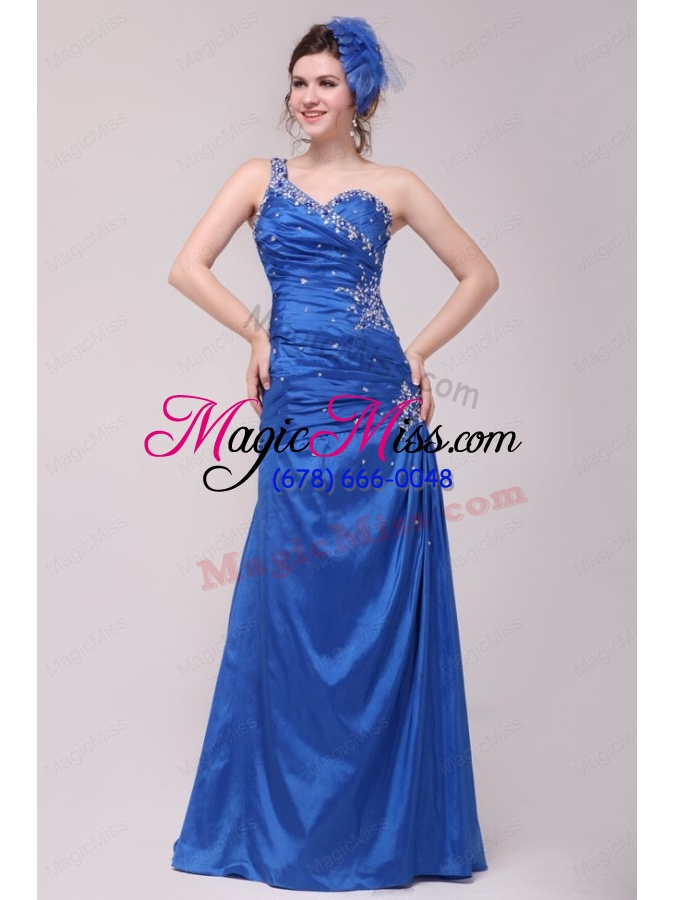 wholesale cheap column one shoulder blue beading mother of the bride dresses