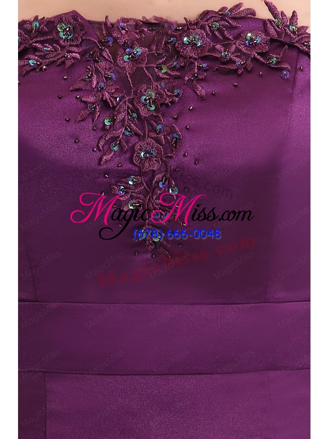 wholesale mermaid strapless purple satin mother of the bride dresses with appliques