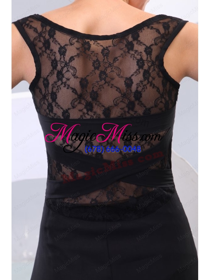wholesale scoop black chiffon and lace court train mother of the bride dresses