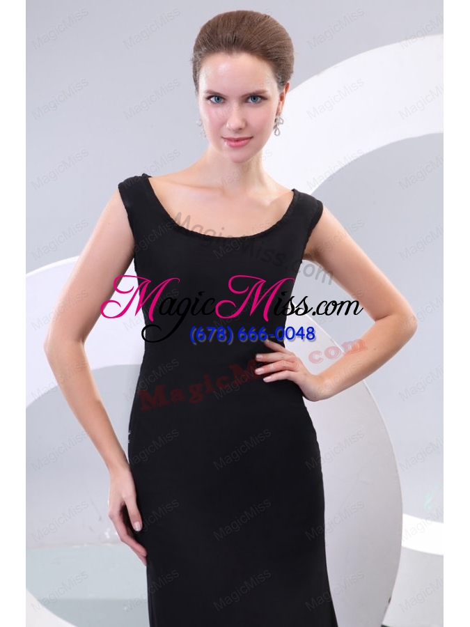 wholesale scoop black chiffon and lace court train mother of the bride dresses