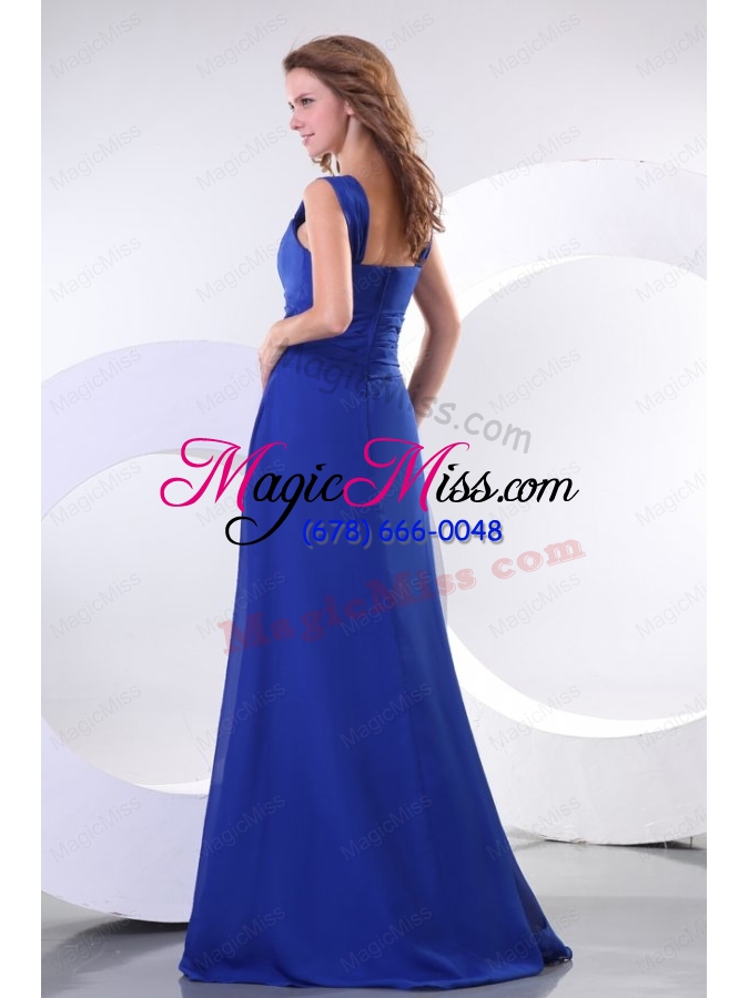 wholesale empire chiffon blue wide straps mother of the bride dresses with ruching
