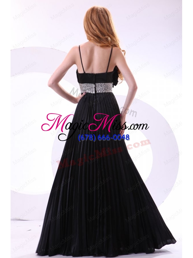 wholesale empire black spaghetti straps long pleats and beading mother of the bride dresses