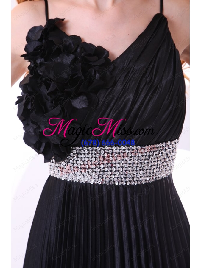wholesale empire black spaghetti straps long pleats and beading mother of the bride dresses