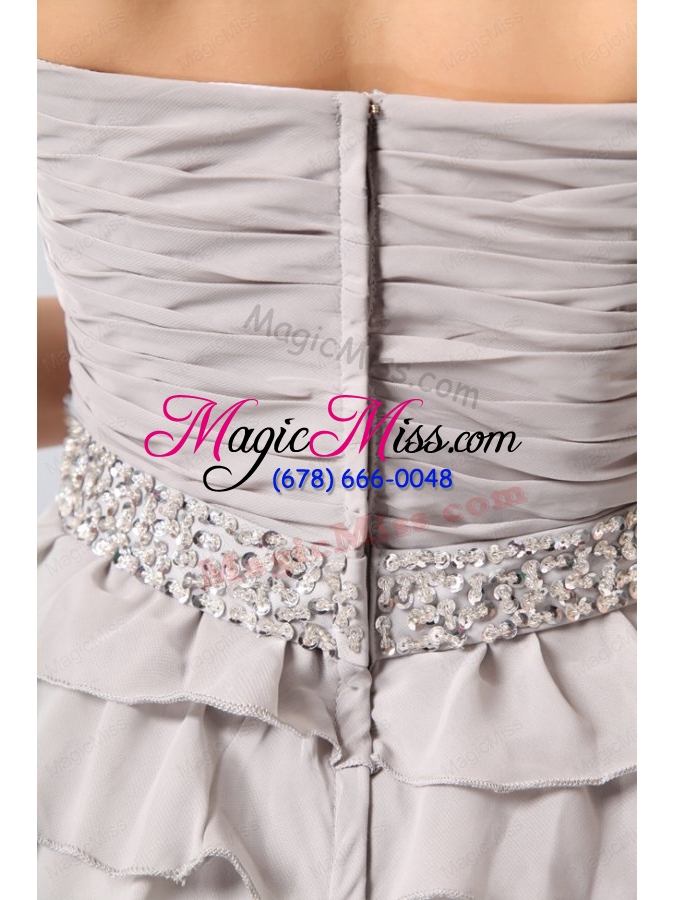 wholesale gray ruffled layers sweetheart mother of the bride dresses with knee length