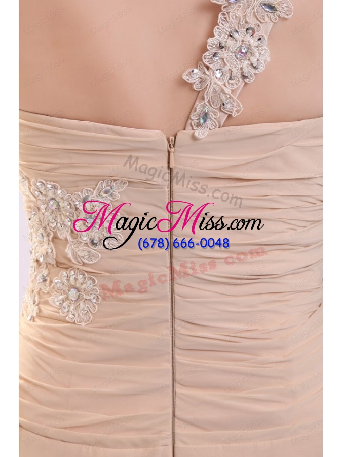 wholesale champagne one shoulder mother of the bride dresses with appliques and beading