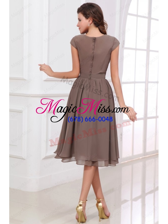 wholesale simple scoop mother of the bride dresses with short sleeves knee length