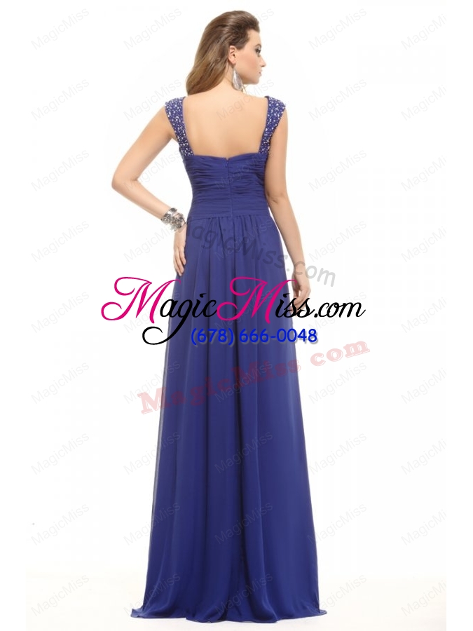 wholesale blue empire straps chiffon beading mother of the bride dresses