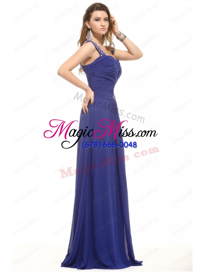 wholesale blue empire straps chiffon beading mother of the bride dresses
