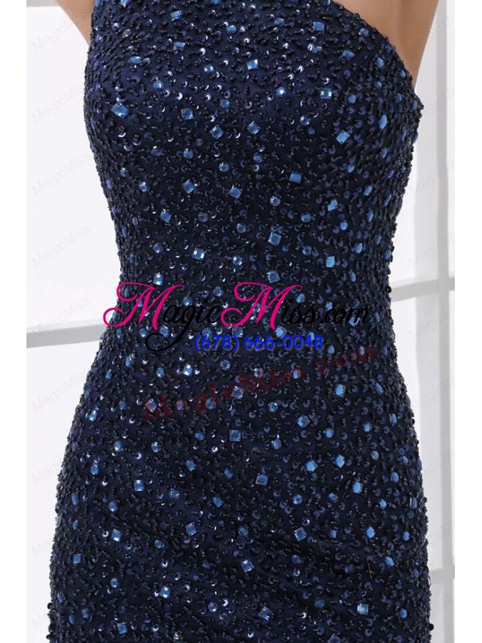 wholesale mermaid one shoulder navy blue beading tulle mother of the bride dresses