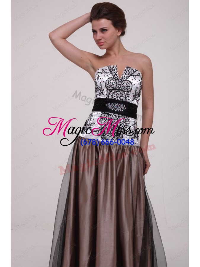 wholesale white and brown a line strapless mother of the bride dresses with beading