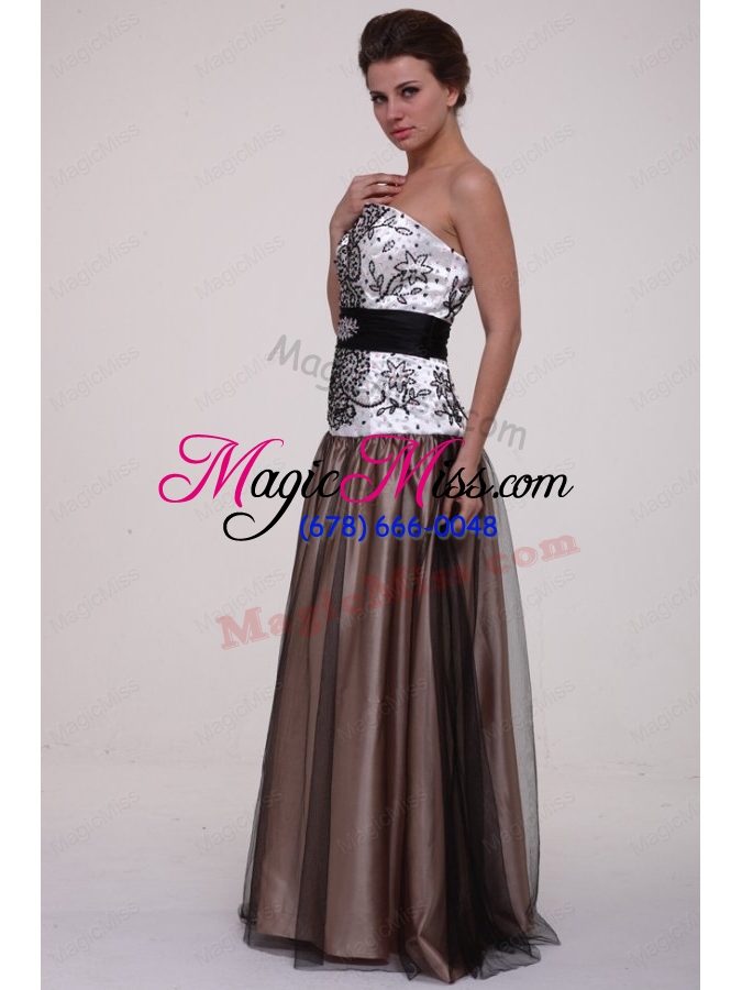 wholesale white and brown a line strapless mother of the bride dresses with beading