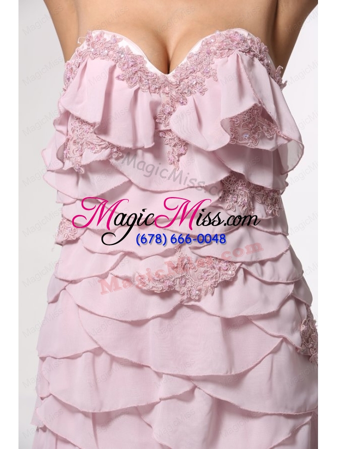 wholesale baby pink sweetheart mother of the bride dresses with appliques and layers