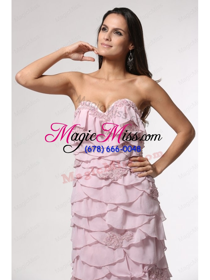 wholesale baby pink sweetheart mother of the bride dresses with appliques and layers