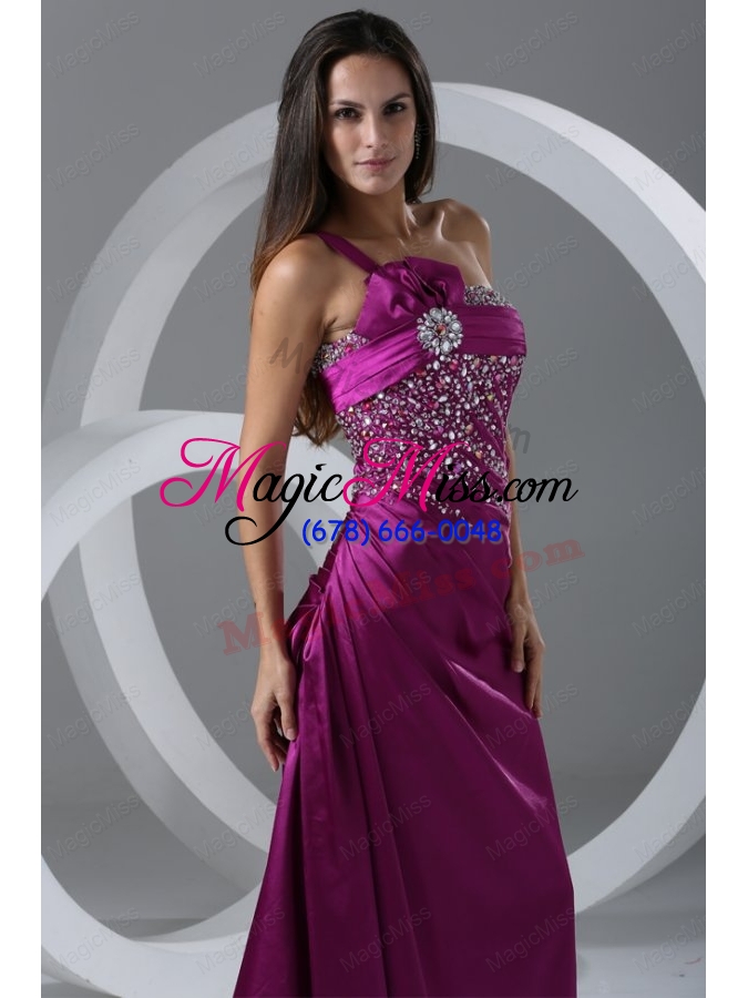 wholesale brush train purple a line one shoulder mother of the bride dresses with beading