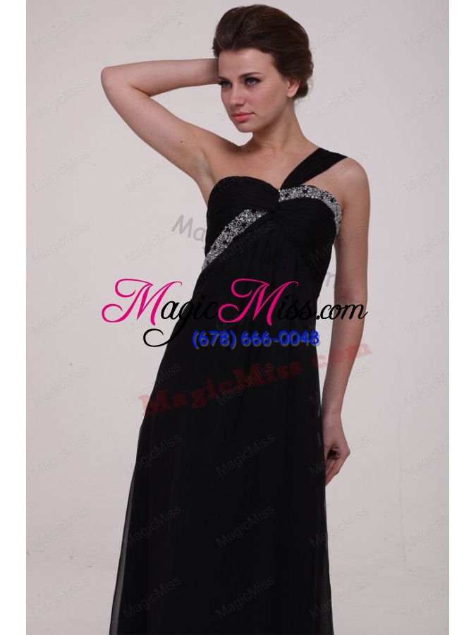 wholesale black empire one shoulder mother of the bride dresses with beading ankle length